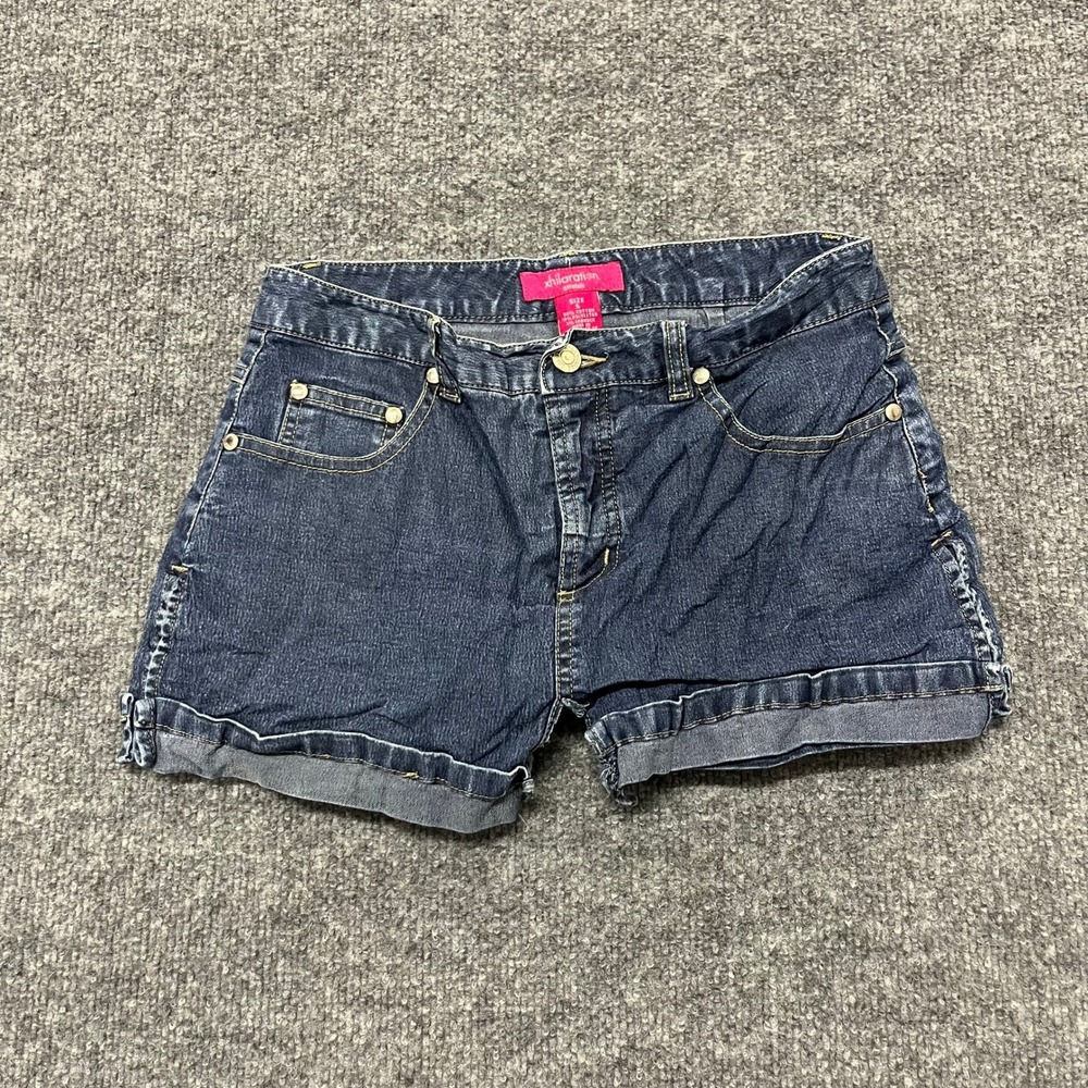 Xhilaration Shorts Womens Size 5 Blue Denim Stretch Cuffed Casual Dark Wash